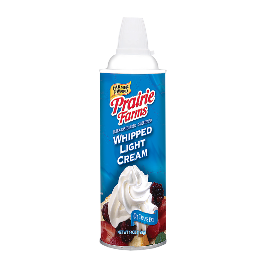 Sweetened Light Whipped Cream, Aerosol Prairie Farms Dairy, Inc.