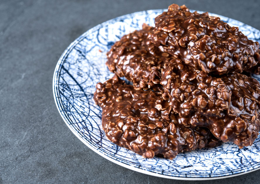 Plate of chocolate oatmeal cookies