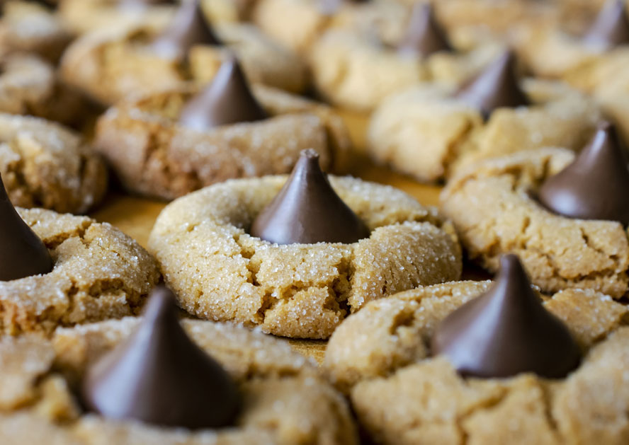 Peanut butter blossom cookies with chocolate kisses