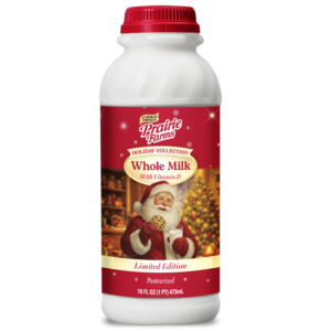 Prairie Farms Holiday Collection Santa Milk 16 oz Pint container