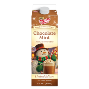 Prairie Farms Holiday Collection UHT Chocolate Mint flavored milk 1 quart container