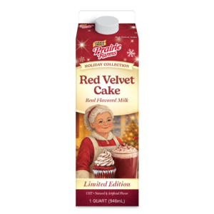 Prairie Farms Holiday Collection UHT Red Velvet Cake flavored milk 1 quart container