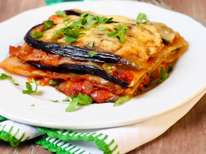 Roasted Red Pepper Eggplant Lasagna - Prairie Farms Dairy, Inc.